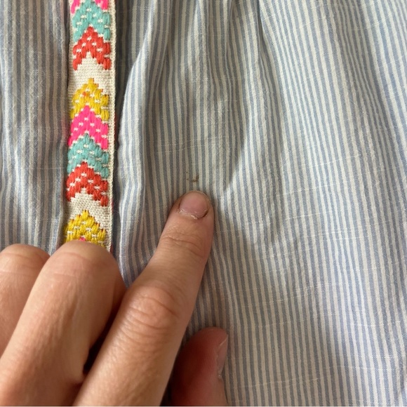 🌼 5/$25 Baby Gap Toddler Dress 2T Blue Stripe Boho Trim Cotton Summer Button - Picture 2 of 9